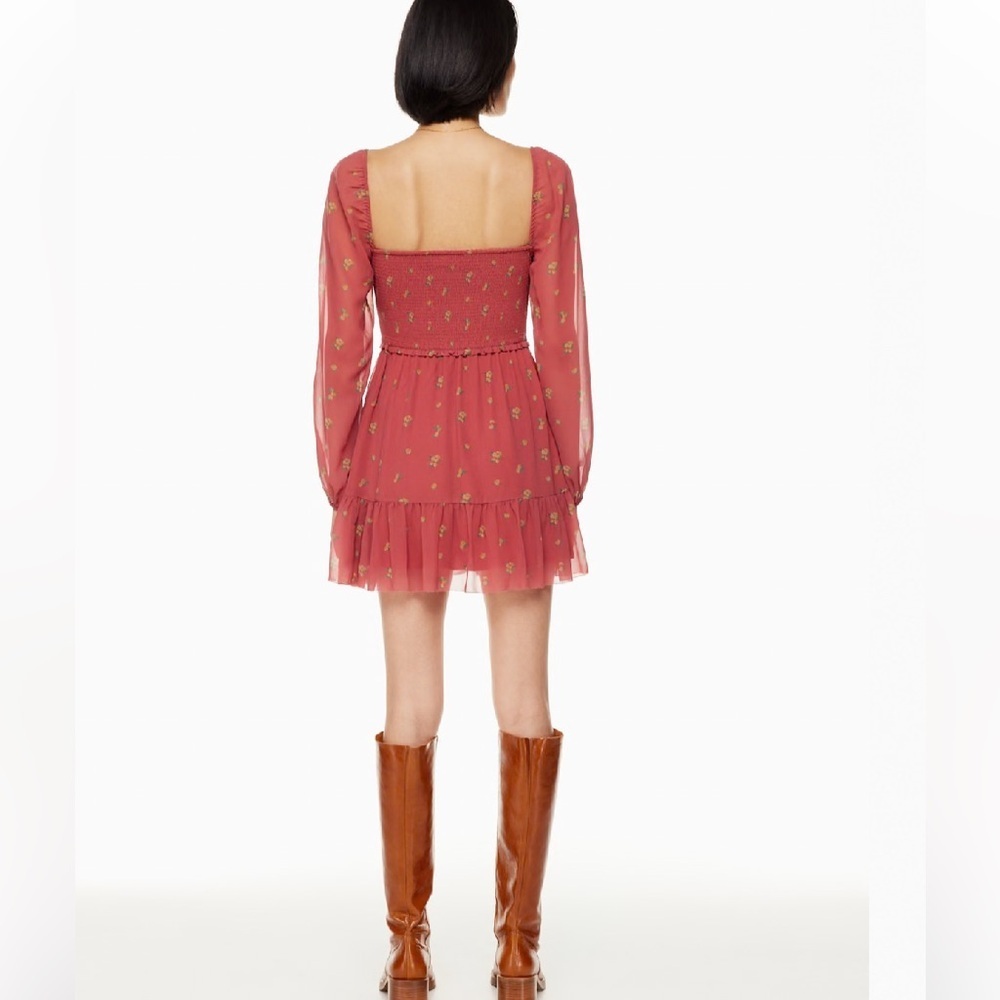 Wilfred Aritzia Womens Boho Cottagecore Wistful Red Floral Mini Dress Size Small - Picture 5 of 11